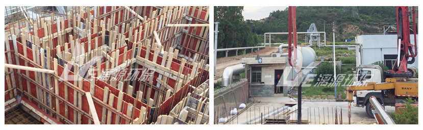 珠?；U水處理工程土建施工現(xiàn)場(chǎng)